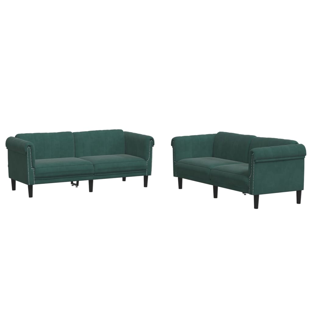 Set di Divani 2 pz Verde Scuro in Velluto 3209221