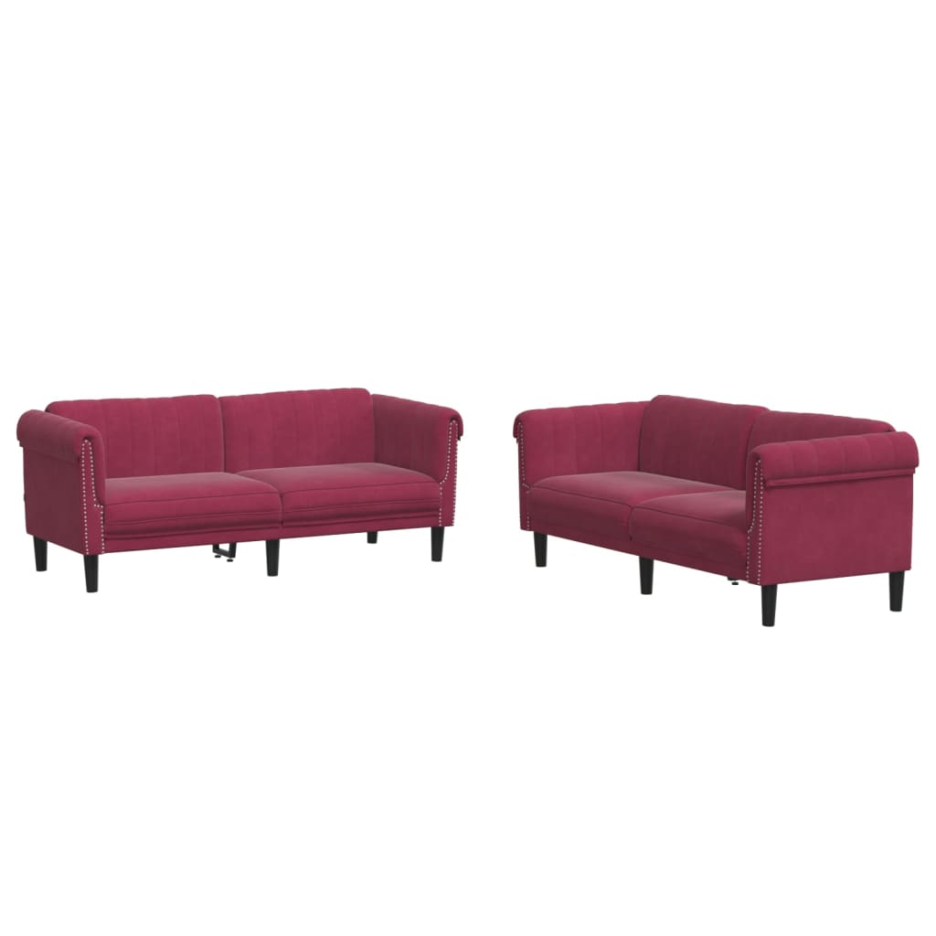 Set di Divani 2 pz Rosso Vino in Velluto 3209223