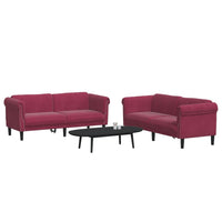 Set di Divani 2 pz Rosso Vino in Velluto 3209223