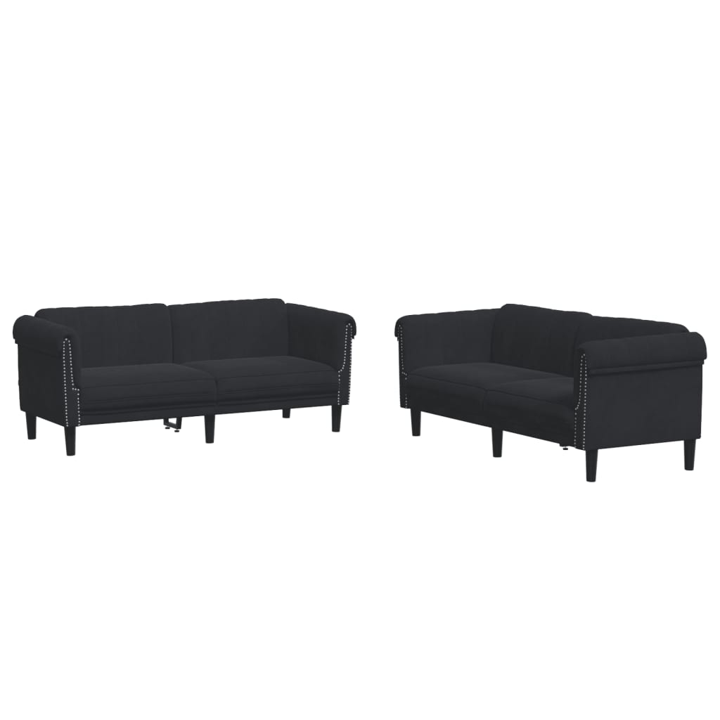 Set di Divani 2 pz Nero in Vellutocod mxl 92568