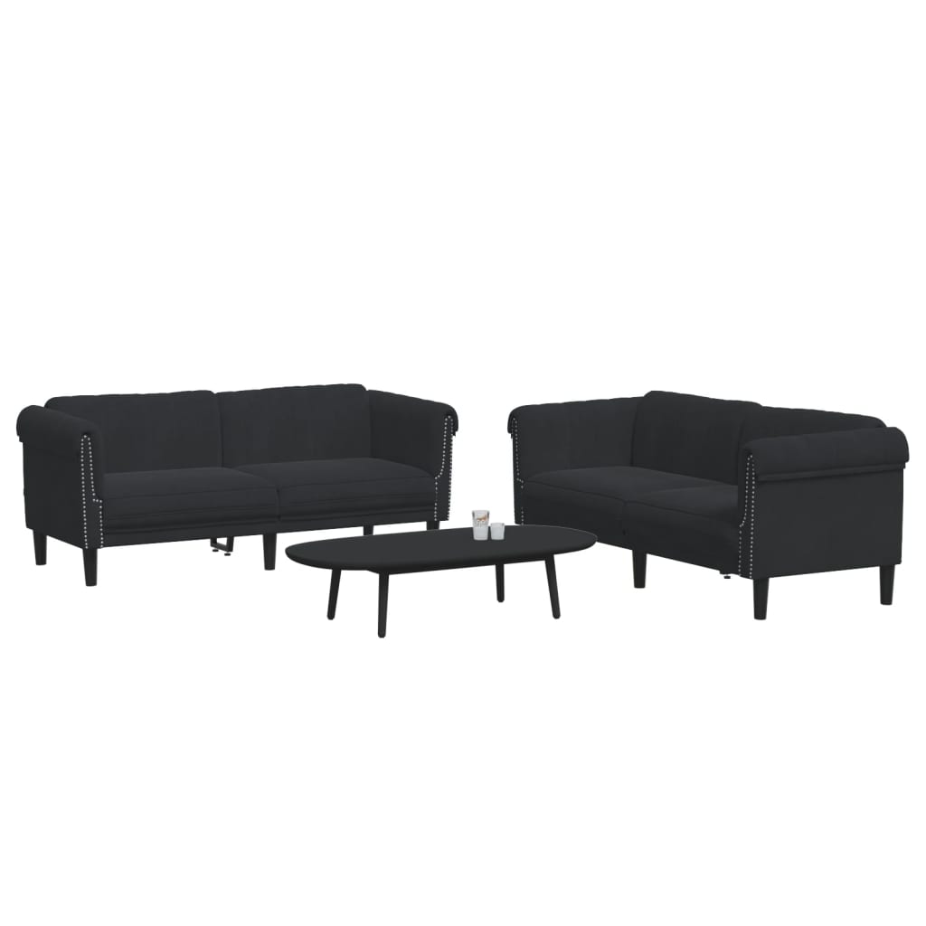 Set di Divani 2 pz Nero in Vellutocod mxl 92568