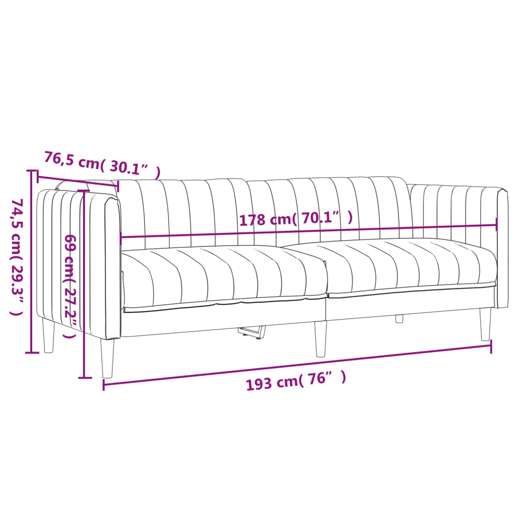 Set di Divani 3 pz Marrone Scuro in Tessuto 3209232