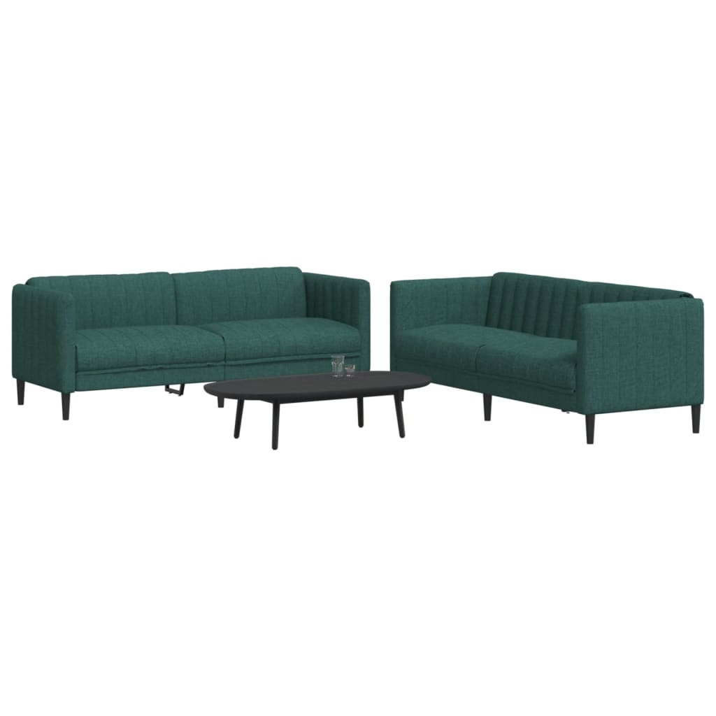 Set di Divani 2 pz Verde Scuro in Tessuto 3209242