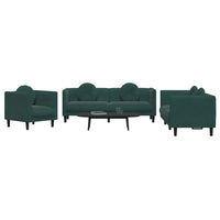 Set di Divani 3 pz con Cuscini Verde Scuro in Velluto 3209249