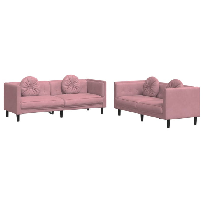 Set di Divani 2 pz con Cuscini Rosa in Velluto 3209260