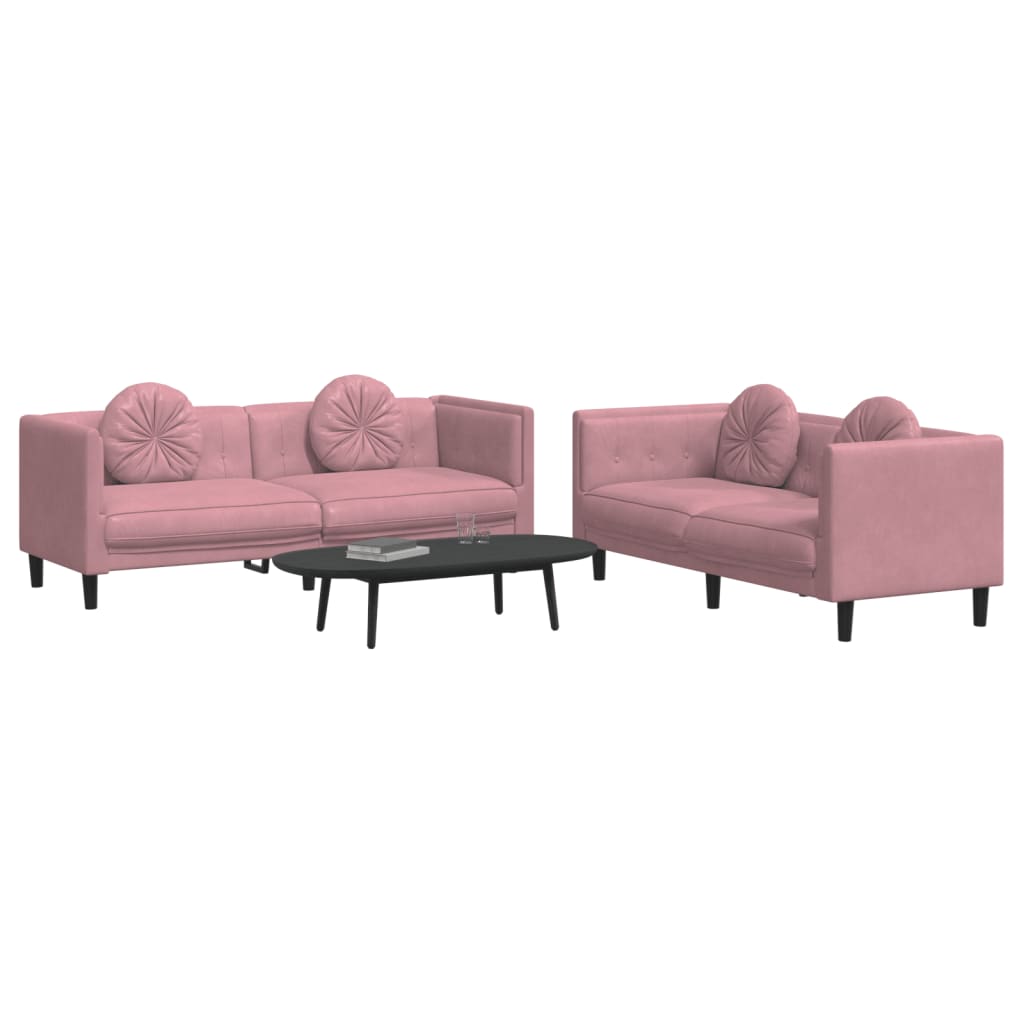 Set di Divani 2 pz con Cuscini Rosa in Velluto 3209260