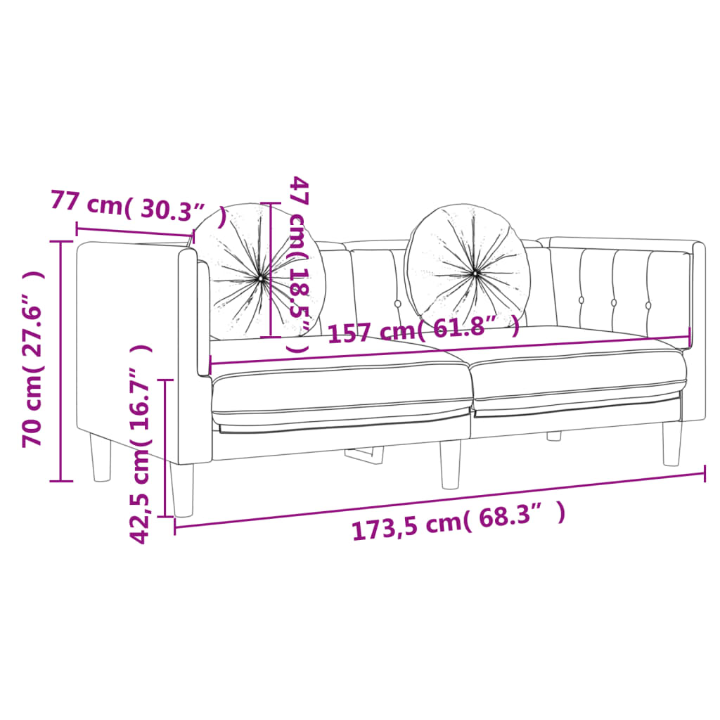 Set di Divani 2 pz con Cuscini Rosa in Velluto 3209260