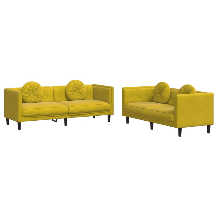 Set di Divani 2 pz con Cuscini Giallo in Velluto 3209263