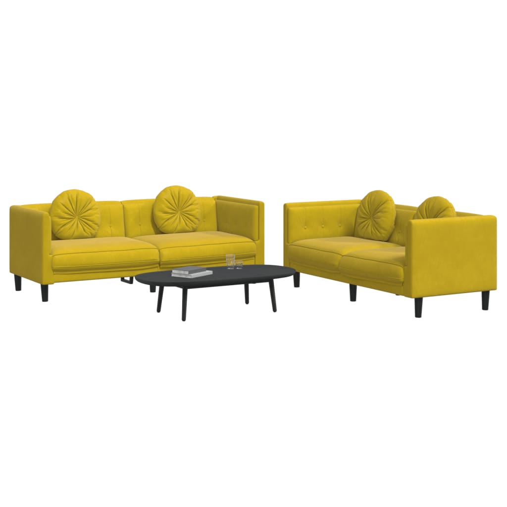 Set di Divani 2 pz con Cuscini Giallo in Velluto 3209263