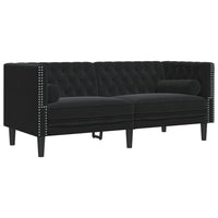 Set Divani Chesterfield 3pz con Cuscini Nero Velluto 3209286