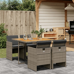 Set da Pranzo da Giardino 5 pz con Cuscini in Polyrattan Grigio 3210542