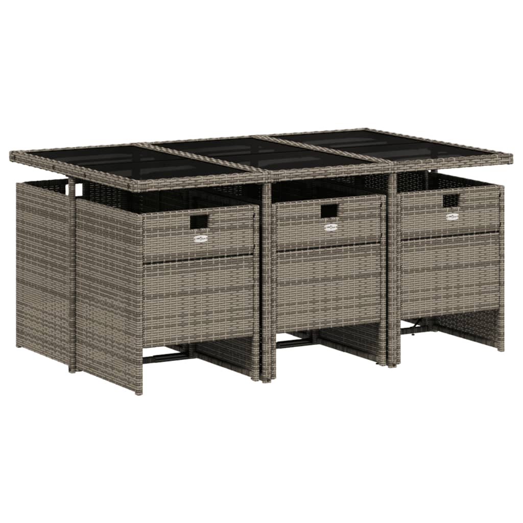 Set da Pranzo da Giardino 7 pz con Cuscini in Polyrattan Grigio 3210548