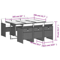 Set da Pranzo da Giardino 7 pz con Cuscini in Polyrattan Grigio 3210554