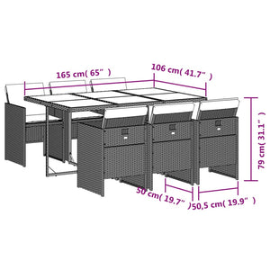 Set da Pranzo da Giardino 7 pz con Cuscini in Polyrattan Grigio 3210554