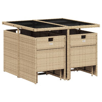 Set da Pranzo da Giardino 9 pz con Cuscini Beige in Polyrattan 3210598