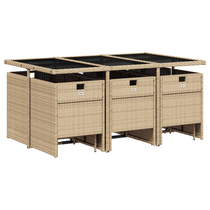 Set da Pranzo da Giardino 11 pz con Cuscini Beige in Polyrattan 3210610