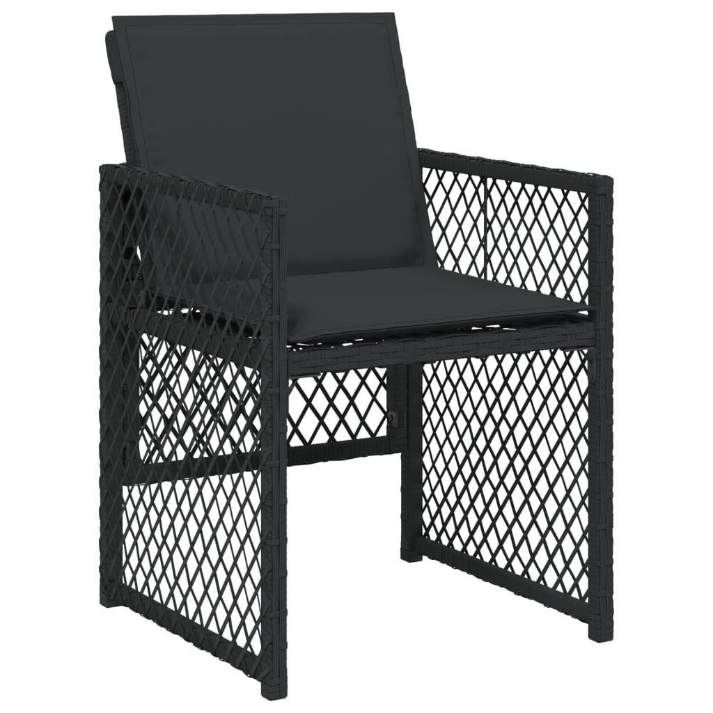 Set da Pranzo da Giardino 5 pz Nero con Cuscini in Polyrattan 3210715