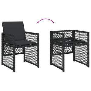 Set da Pranzo da Giardino 5 pz Nero con Cuscini in Polyrattan 3210715