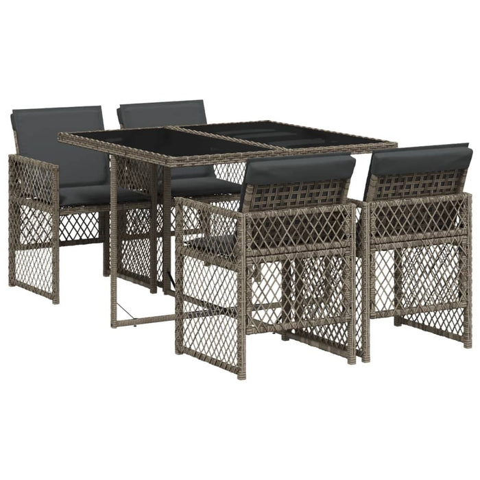 Set da Pranzo da Giardino 5 pz con Cuscini in Polyrattan Grigio 3210716