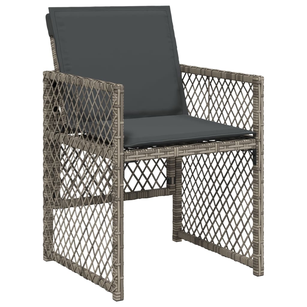 Set da Pranzo da Giardino 5 pz con Cuscini in Polyrattan Grigio 3210716