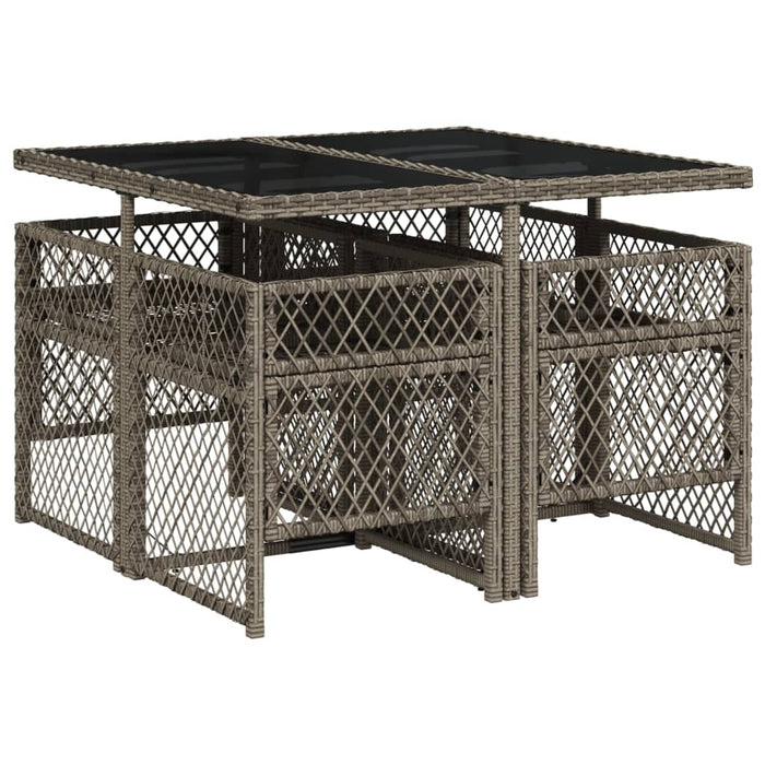 Set da Pranzo da Giardino 5 pz con Cuscini in Polyrattan Grigio 3210716