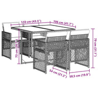 Set da Pranzo da Giardino 5 pz con Cuscini in Polyrattan Grigio 3210716