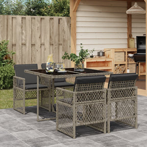 Set da Pranzo da Giardino 5 pz con Cuscini in Polyrattan Grigio 3210716