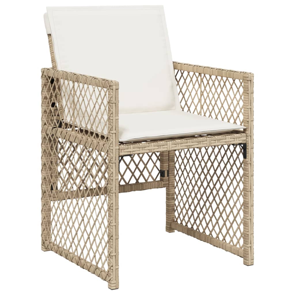 Set da Pranzo da Giardino 5 pz con Cuscini Beige in Polyrattan 3210718