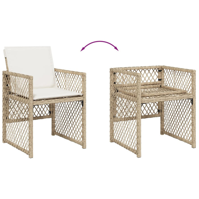 Set da Pranzo da Giardino 5 pz con Cuscini Beige in Polyrattan 3210718