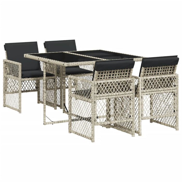 Set Pranzo da Giardino 5pz con Cuscini Grigio Chiaro Polyrattan 3210719