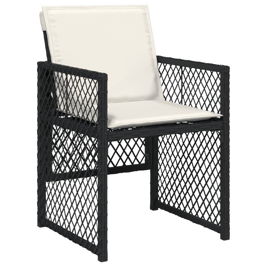 Set da Pranzo da Giardino 7 pz Nero con Cuscini in Polyrattan 3210726