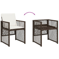 Set da Pranzo da Giardino 7pz con Cuscini in Polyrattan Marrone 3210729