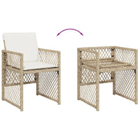 Set da Pranzo da Giardino 9 pz con Cuscini Beige in Polyrattan 3210742