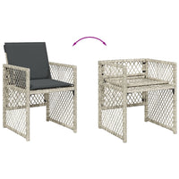 Set Pranzo da Giardino 9pz con Cuscini Grigio Chiaro Polyrattan 3210743