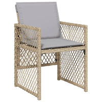 Set da Pranzo da Giardino 9 pz con Cuscini Beige in Polyrattan 3210744