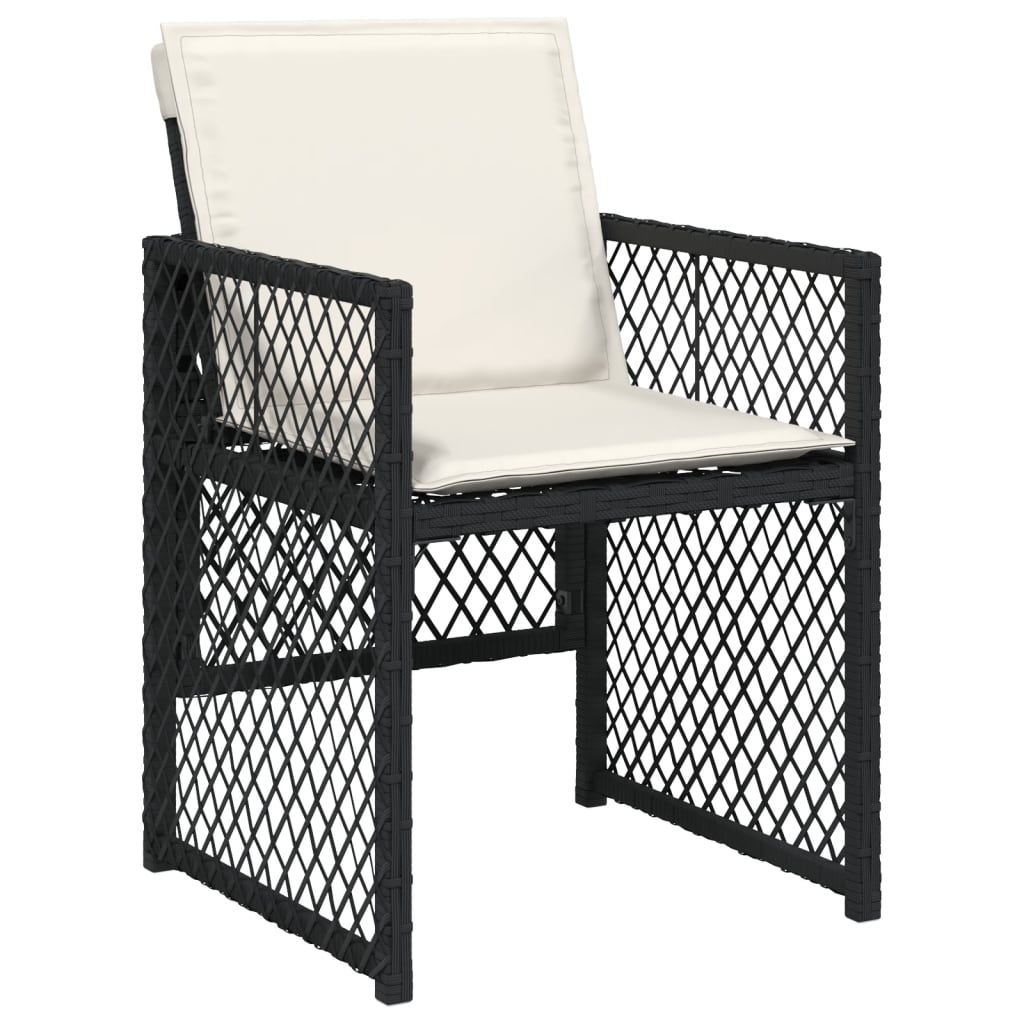 Set da Pranzo da Giardino 9 pz con Cuscini Nero in Polyrattan 3210747