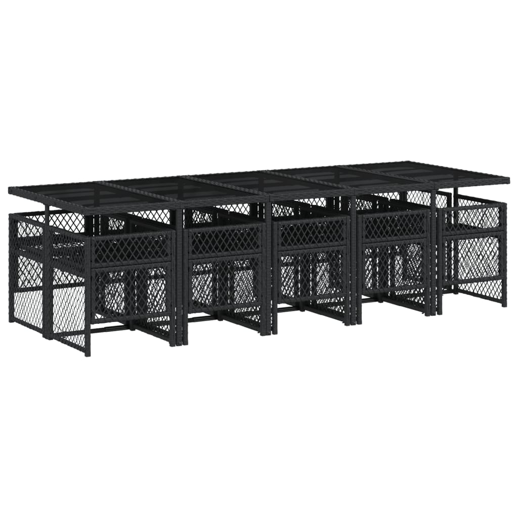 Set da Pranzo da Giardino 11 pz con Cuscini in Polyrattan Nero 3210750