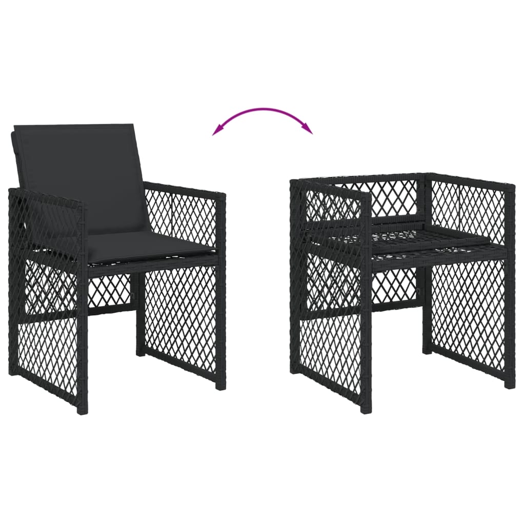 Set da Pranzo da Giardino 11 pz con Cuscini in Polyrattan Nero 3210751