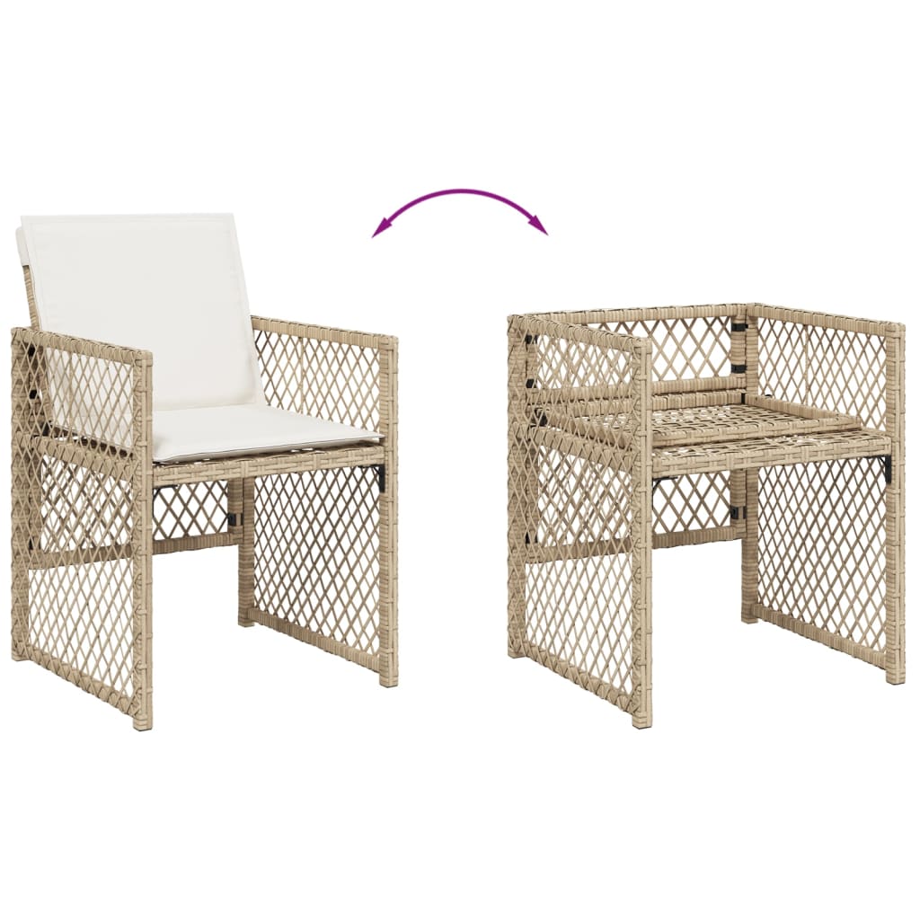 Set da Pranzo da Giardino 11 pz con Cuscini Beige in Polyrattan 3210754