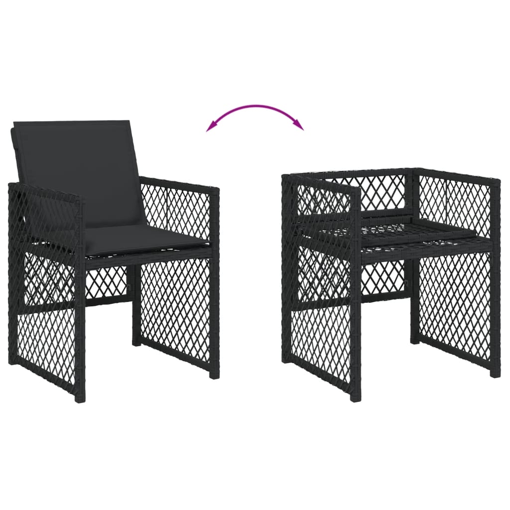 Set da Pranzo da Giardino 13pz con Cuscini Nero in Polyrattan 3210763