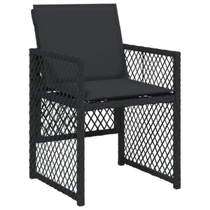 Set da Pranzo da Giardino 9 pz con Cuscini Nero in Polyrattan 3210775