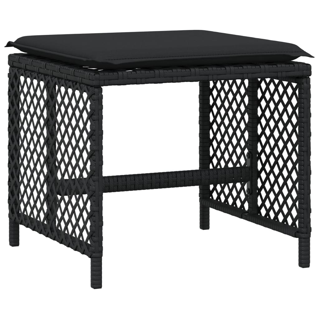 Set da Pranzo da Giardino 9 pz con Cuscini Nero in Polyrattan 3210775