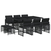 Set da Pranzo da Giardino 11 pz con Cuscini in Polyrattan Nero 3210787