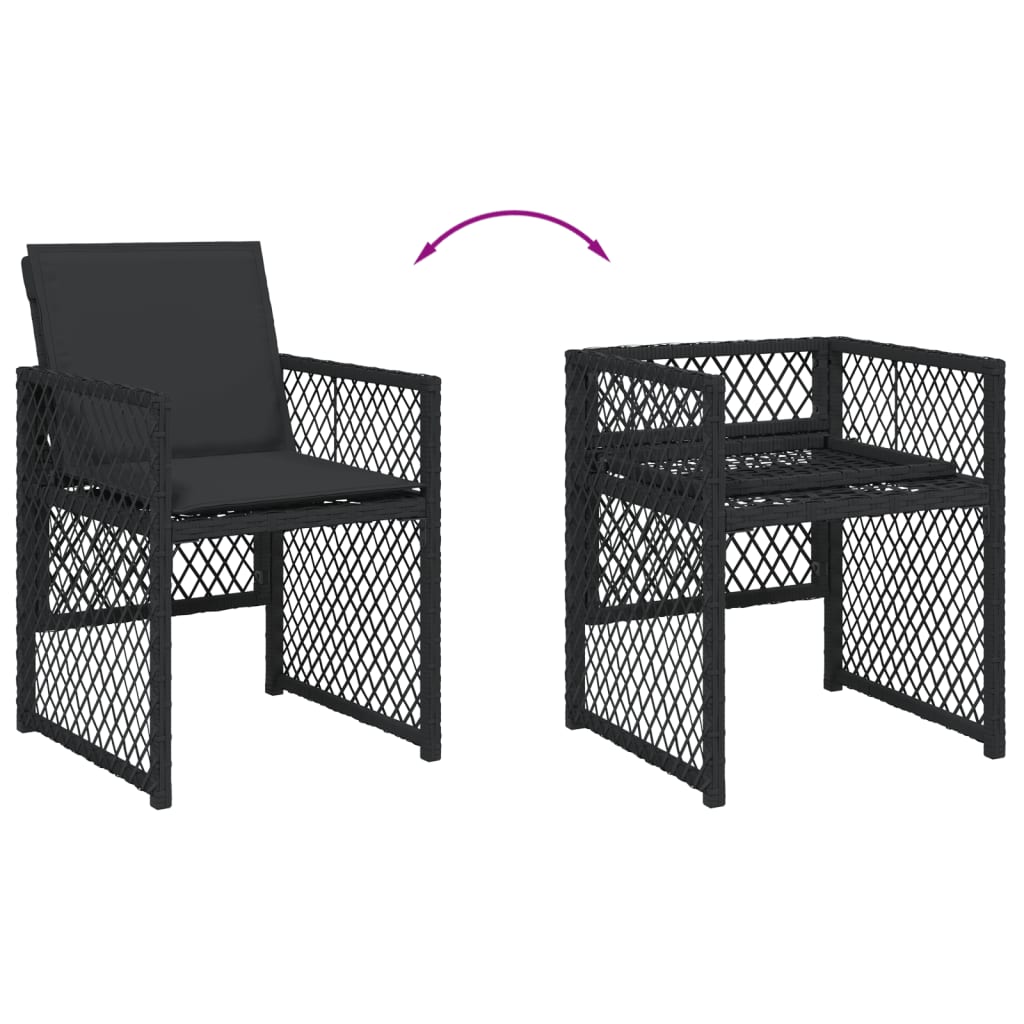 Set da Pranzo da Giardino 11 pz con Cuscini in Polyrattan Nero 3210787