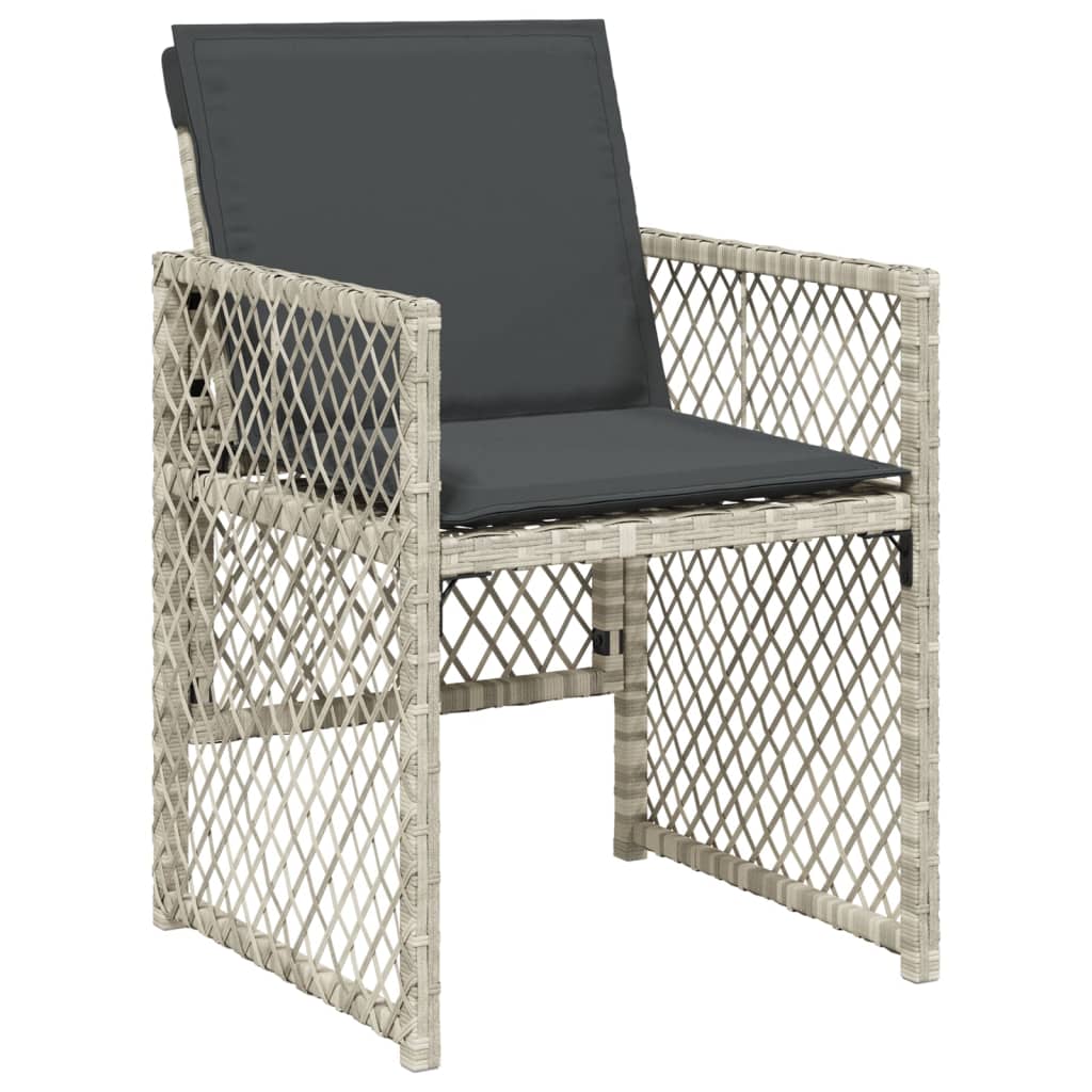 Set Pranzo Giardino 11pz con Cuscini Grigio Chiaro Polyrattan 3210791