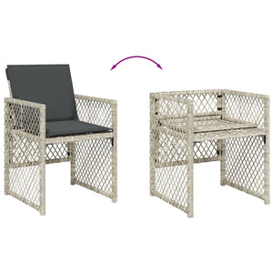 Set Pranzo Giardino 11pz con Cuscini Grigio Chiaro Polyrattan 3210791