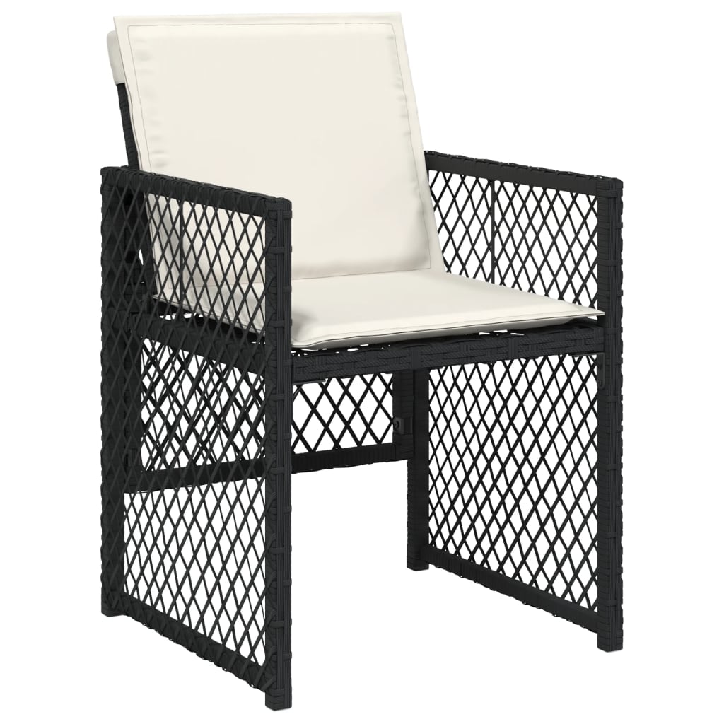 Set da Pranzo da Giardino 11 pz con Cuscini in Polyrattan Nero 3210795