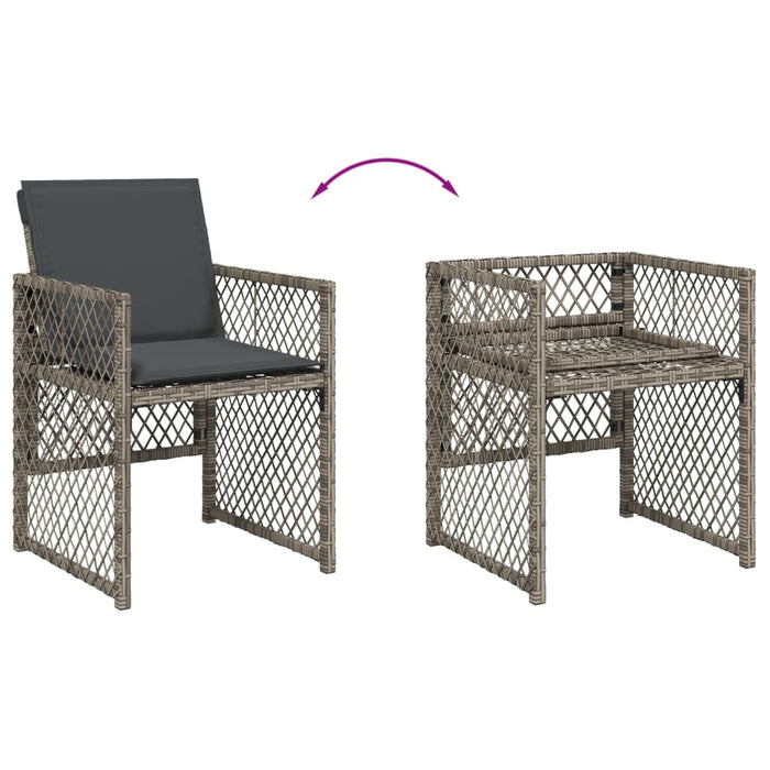 Set da Pranzo da Giardino 13pz con Cuscini Grigio in Polyrattan 3210806