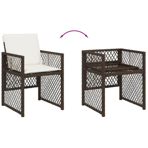 Set da Pranzo da Giardino 17 pz con Cuscini Marrone Polyrattan 3210825