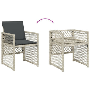 Set da Pranzo da Giardino 17pz con Cuscini Grigio in Polyrattan 3210827